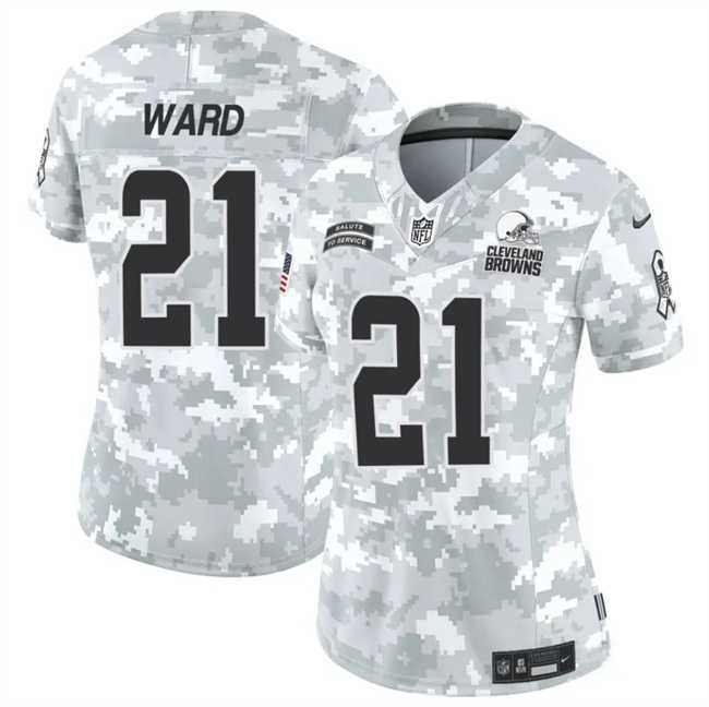 Women%27s Cleveland Browns #21 Denzel Ward 2024 F.U.S.E Arctic Camo Salute To Service Limited Stitched Jersey Dzhi->cleveland browns->NFL Jersey